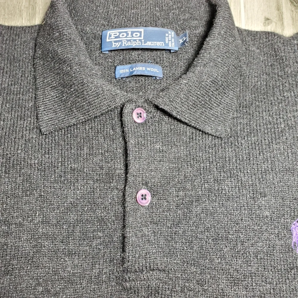POLO By Ralph Lauren 100% Lamb Wool Gray Pullover Size XL